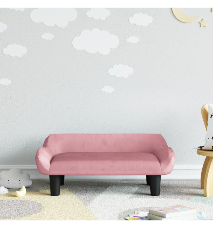 Canapé pour enfants rose 70x40x24 cm velours | Mobilier & Déco