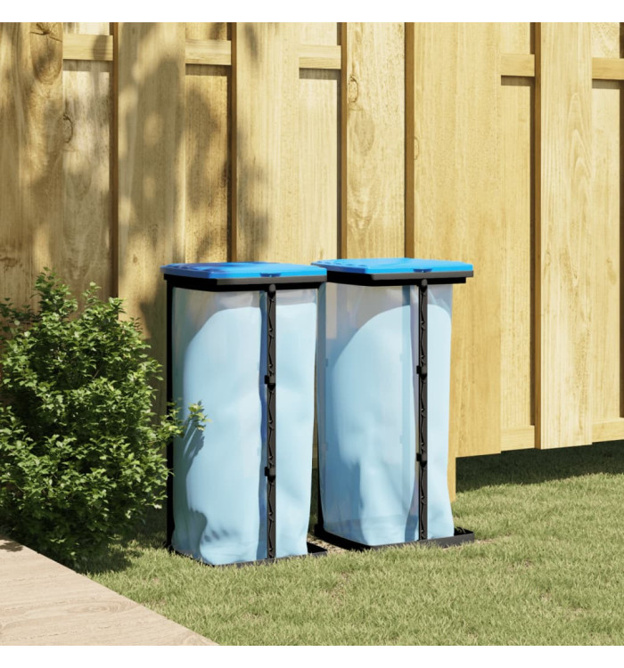 Porte-sacs poubelles 2 pcs noir et bleu 60 L PP | Mobilier & Déco