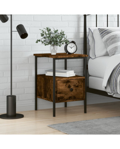 Table de chevet chêne fumé 34x36x50 cm bois d'ingénierie | Mobilier & Déco