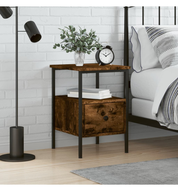 Table de chevet chêne fumé 34x36x50 cm bois d'ingénierie | Mobilier & Déco
