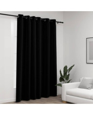 Rideau occultant Aspect de lin avec œillets Noir 290x245 cm | Mobilier & Déco