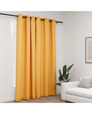 Rideau occultant Aspect de lin avec œillets Jaune 290x245 cm | Mobilier & Déco