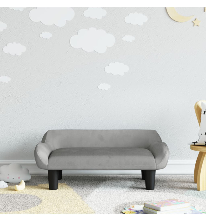 Canapé pour enfants gris clair 70x40x24 cm velours | Mobilier & Déco