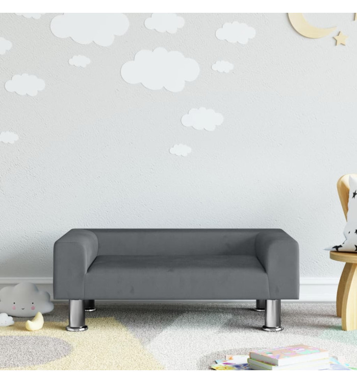 Canapé pour enfants gris foncé 70x45x26,5 cm velours | Mobilier & Déco