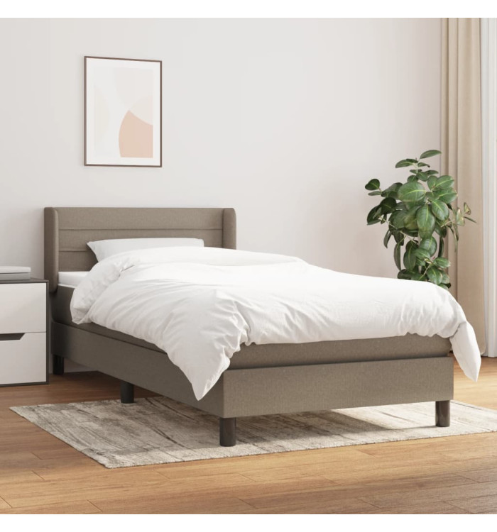 Sommier à lattes de lit avec matelas Taupe 90x190 cm Tissu | Mobilier & Déco