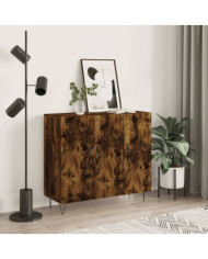 Buffet chêne fumé 90x34x80 cm bois d'ingénierie | Mobilier & Déco