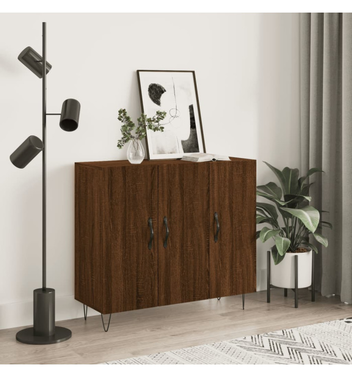 Buffet chêne marron 90x34x80 cm bois d'ingénierie | Mobilier & Déco