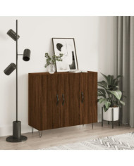 Buffet chêne marron 90x34x80 cm bois d'ingénierie | Mobilier & Déco