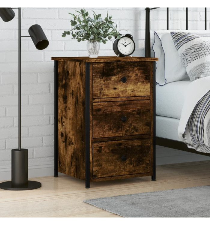 Table de chevet chêne fumé 40x36x60 cm bois d'ingénierie | Mobilier & Déco
