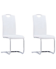 Chaises à manger cantilever lot de 2 blanc similicuir | Mobilier & Déco