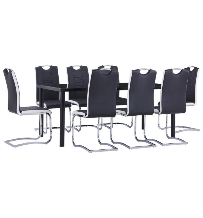 Ensemble de salle à manger 9 pcs Similicuir Noir | Mobilier & Déco