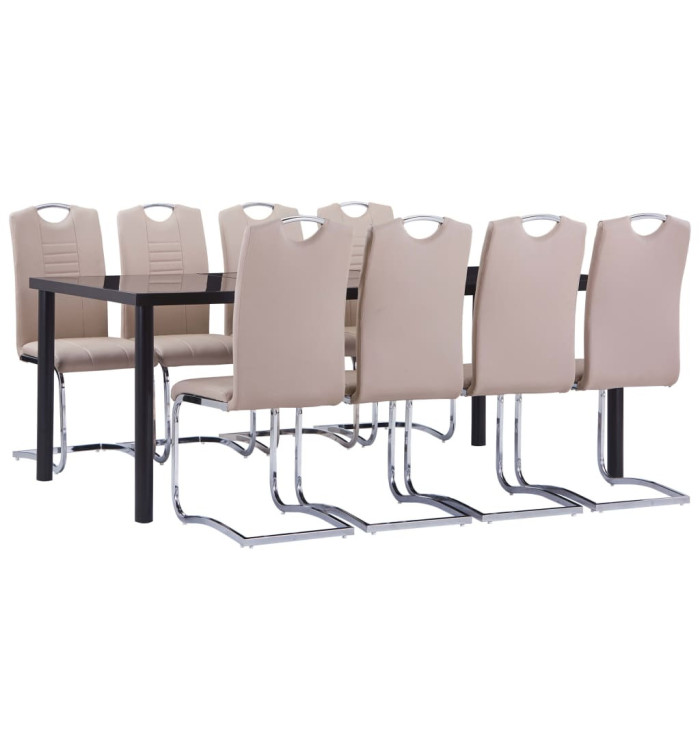 Ensemble de salle à manger 9 pcs Similicuir Cappuccino | Mobilier & Déco