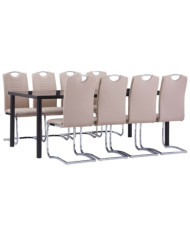 Ensemble de salle à manger 9 pcs Similicuir Cappuccino | Mobilier & Déco