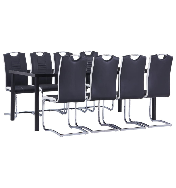 Ensemble de salle à manger 9 pcs Similicuir Noir | Mobilier & Déco
