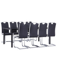 Ensemble de salle à manger 9 pcs Similicuir Noir | Mobilier & Déco