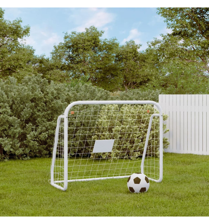 But de football et filet blanc 125x96x60 cm acier et polyester | Mobilier & Déco