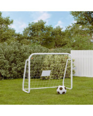 But de football et filet blanc 125x96x60 cm acier et polyester | Mobilier & Déco