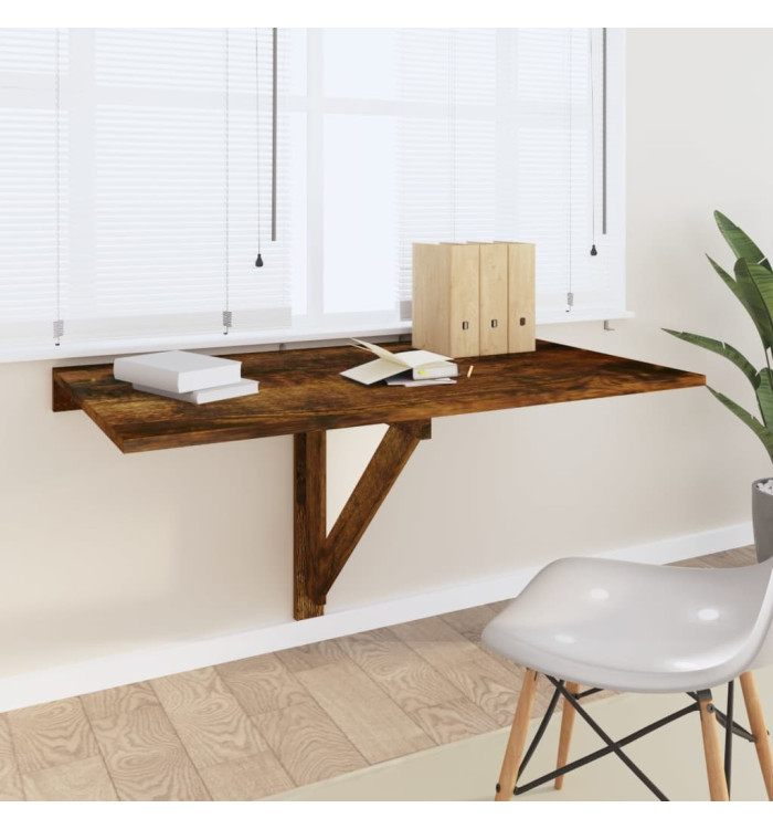 Table murale pliable Chêne fumé 100x60x56 cm Bois d'ingénierie | Mobilier & Déco