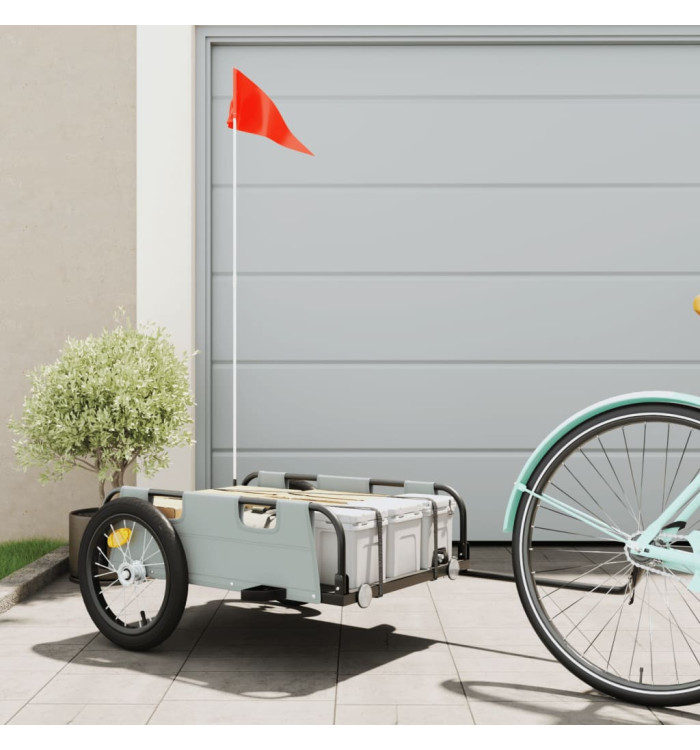 Remorque de vélo gris tissu oxford et fer | Mobilier & Déco