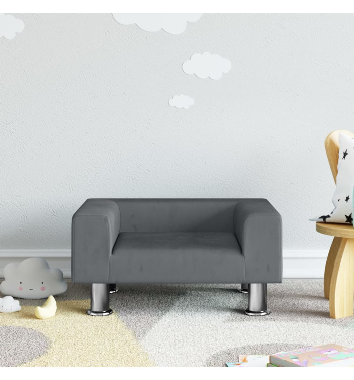 Canapé pour enfants gris foncé 50x40x26,5 cm velours | Mobilier & Déco