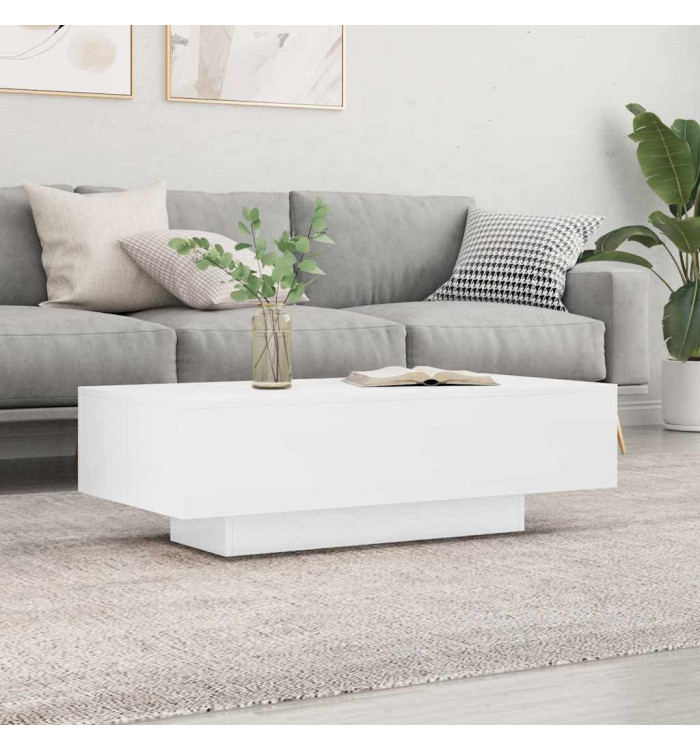 Table basse blanc brillant 100x49,5x31 cm bois d'ingénierie | Mobilier & Déco
