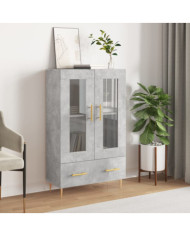 Buffet haut gris béton 69,5x31x115 cm bois d'ingénierie | Mobilier & Déco