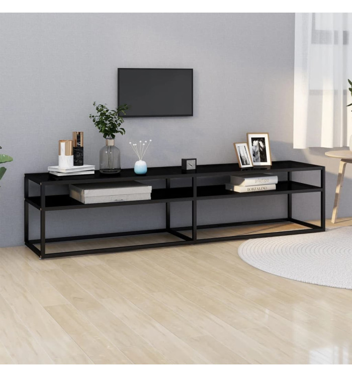 Meuble TV noir 180x40x40,5 cm verre trempé | Mobilier & Déco