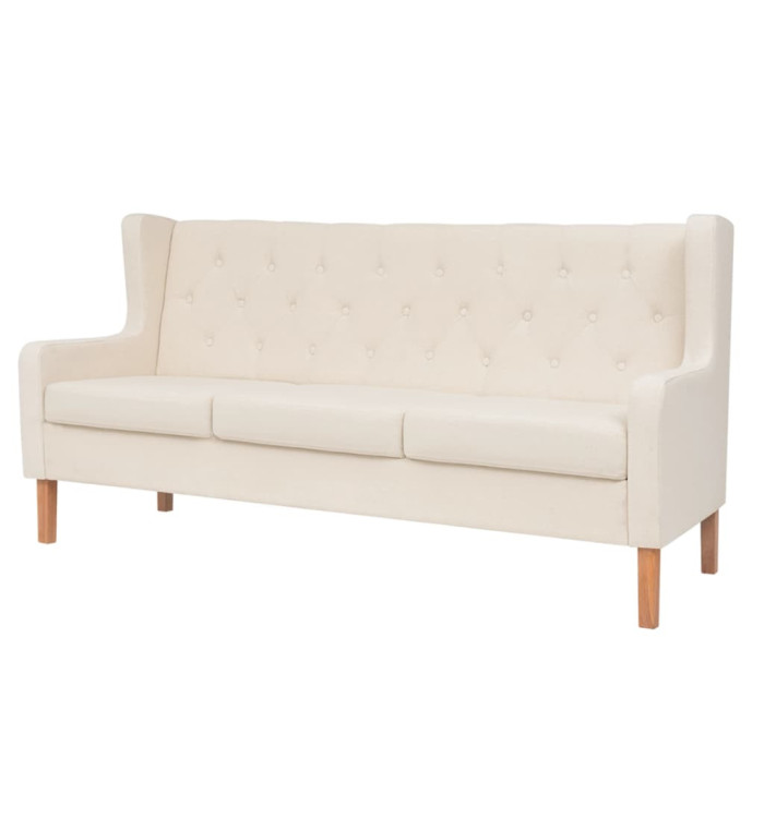 Canapé à 3 places Tissu Blanc crème | Mobilier & Déco