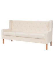 Canapé à 3 places Tissu Blanc crème | Mobilier & Déco