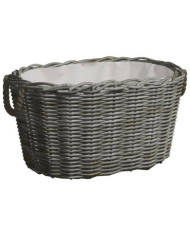 Panier à bois de chauffage avec poignées 59x42x28 cm Gris Saule | Mobilier & Déco