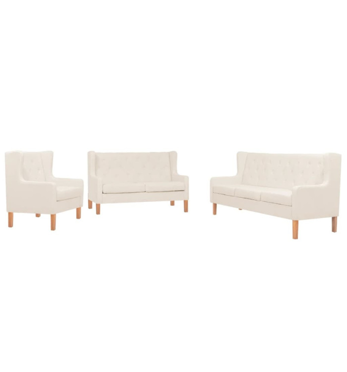 Ensemble de canapés 3 pcs tissu blanc crème | Mobilier & Déco