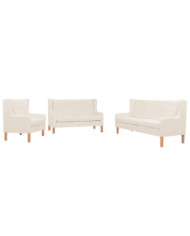 Ensemble de canapés 3 pcs tissu blanc crème | Mobilier & Déco