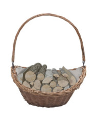 Panier à bois de chauffage avec poignée 57x46,5x52 cm Marron | Mobilier & Déco