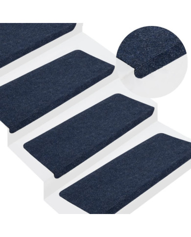 Tapis d'escalier auto-adhésifs 15 pcs 65x24,5x3,5 cm Bleu | Mobilier & Déco