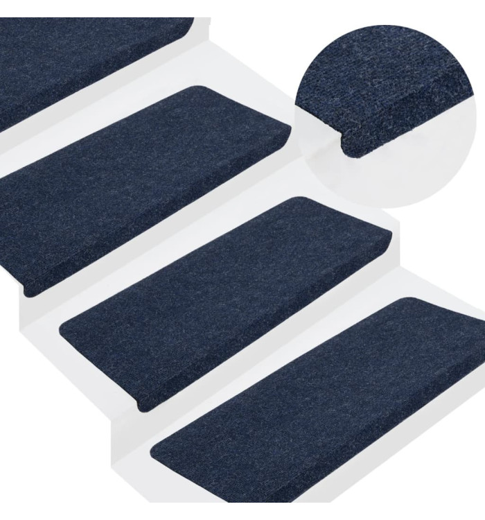 Tapis d'escalier auto-adhésifs 15 pcs 65x24,5x3,5 cm Bleu | Mobilier & Déco