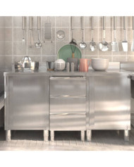 Armoires de cuisine commerciale 3 pcs Acier inoxydable | Mobilier & Déco