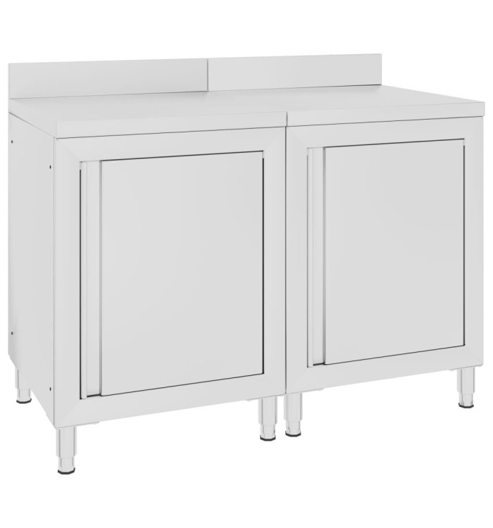 Table de travail commerciale avec armoire 120x60x96 cm Inox | Mobilier & Déco