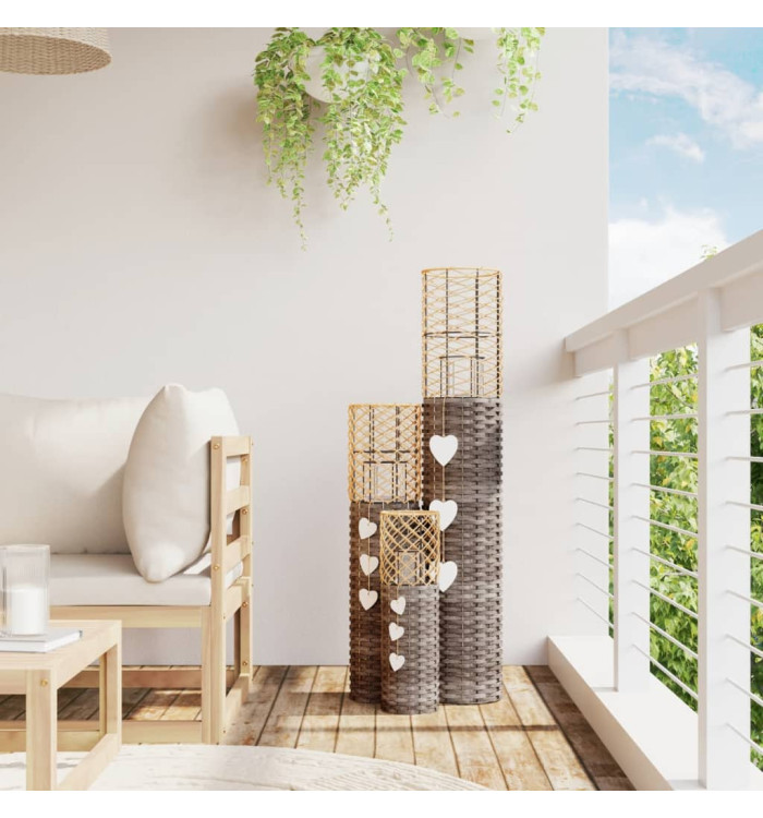 Bougeoirs 3 pcs gris osier | Mobilier & Déco