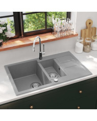 Évier de cuisine en granit Double bac Gris | Mobilier & Déco