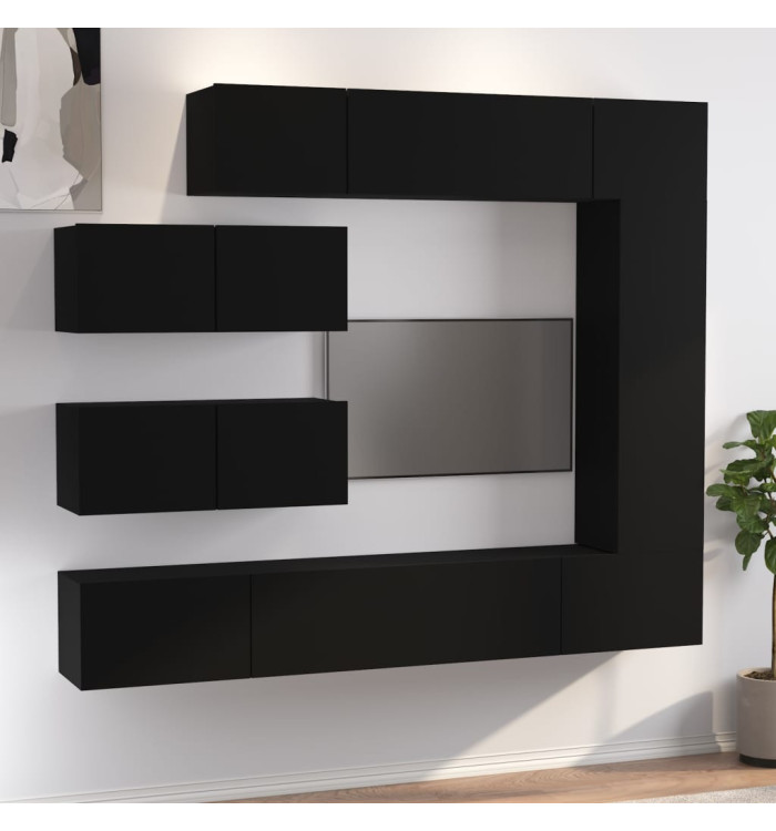 Ensemble de meubles TV 7 pcs Noir Bois d'ingénierie | Mobilier & Déco