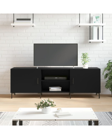 Meuble TV noir 150x30x50 cm bois d'ingénierie | Mobilier & Déco