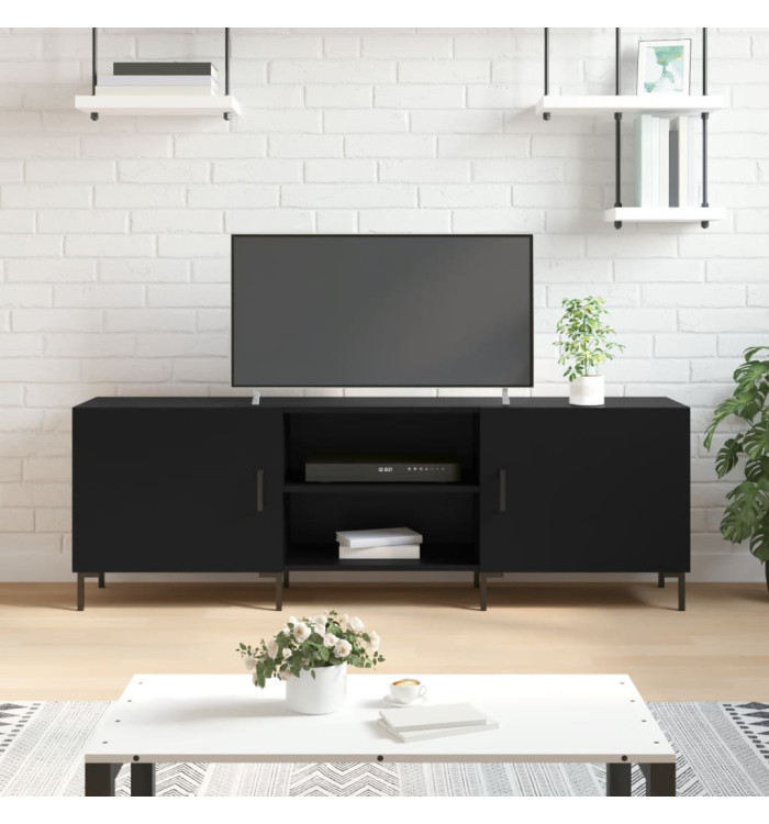 Meuble TV noir 150x30x50 cm bois d'ingénierie | Mobilier & Déco