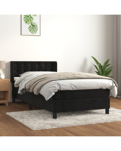 Sommier à lattes de lit avec matelas Noir 90x200 cm Velours | Mobilier & Déco