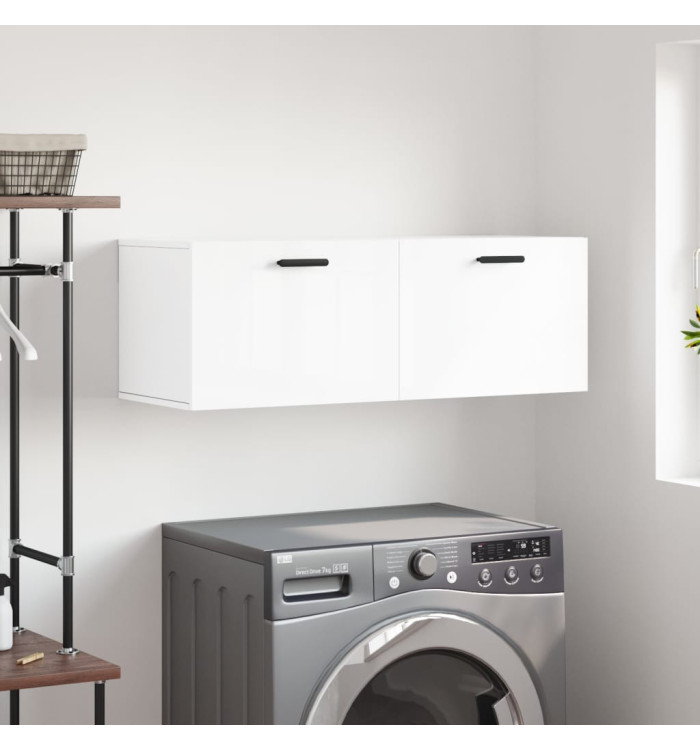 Armoire murale blanc brillant 100x36,5x35 cm bois d'ingénierie | Mobilier & Déco