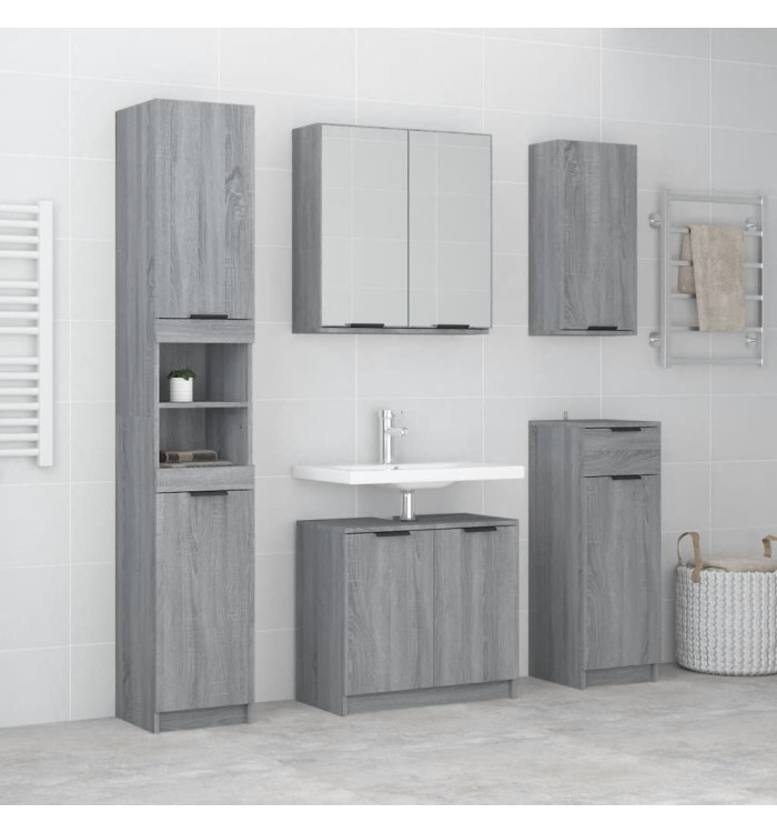 Meubles de salle de bain 5 pcs Sonoma gris Bois d'ingénierie | Mobilier & Déco