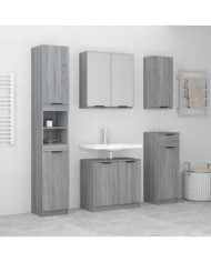 Meubles de salle de bain 5 pcs Sonoma gris Bois d'ingénierie | Mobilier & Déco