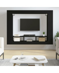 Meuble TV noir 152x22x113 cm bois d'ingénierie | Mobilier & Déco