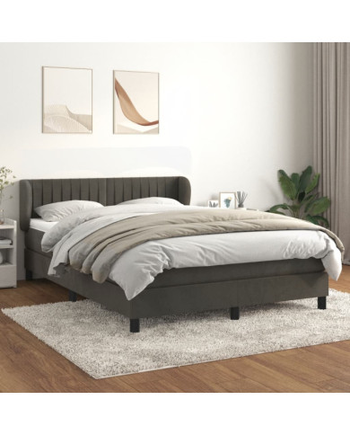 Sommier à lattes de lit et matelas Gris foncé 140x190cm Velours | Mobilier & Déco