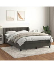 Sommier à lattes de lit et matelas Gris foncé 140x190cm Velours | Mobilier & Déco
