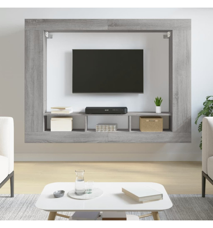Meuble TV sonoma gris 152x22x113 cm bois d'ingénierie | Mobilier & Déco
